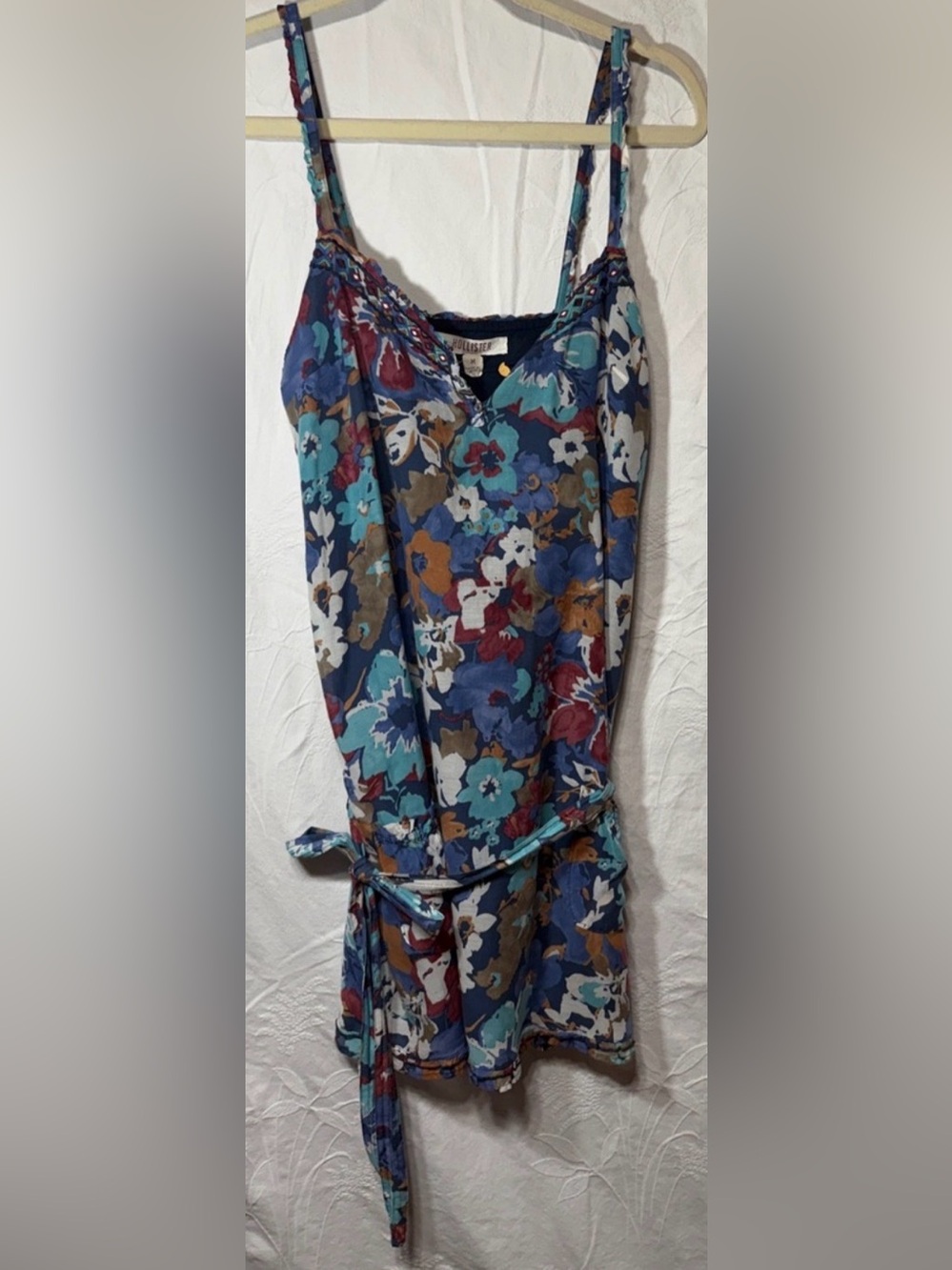 Hollister Blue Floral Mixed-Color Sleeveless Summer Dress Medium